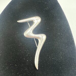 Vintage Monet Silver Toned Zig Zag Pin Brooch